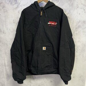 Vintage Carhartt J131 Jacket Mens XL Tall Black Full Zip Thermal Lined USA